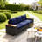 3-Seat PE Rattan Wicker Sofa  Outdoor Patio Sofa With Cushions