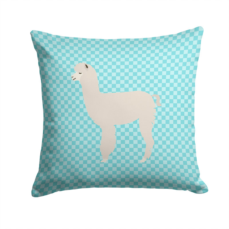 Coussin décoratif extérieur à carreaux alpaca, Bleu, 14 po x 14 po