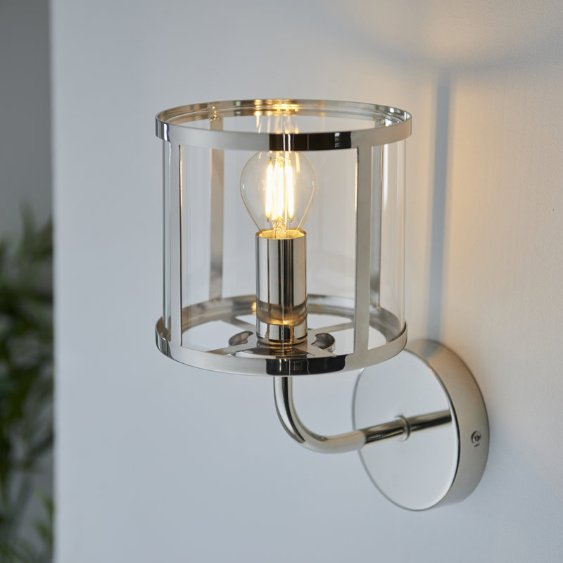 Angelyca Steel Armed Sconce, Bright Nickel Plate
