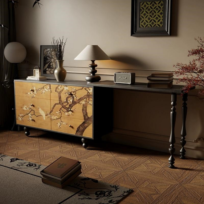Commode de chambre à coucher de style rétro, Noir