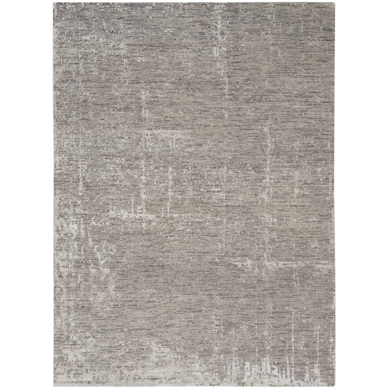 Tapis d'intérieur moderne gris argenté 8 pi 6 po x 11 pi 6 po Nourison Luna, Gris, Rectangle 8 pi 6 po x 11 pi 6 po