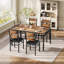 Ensemble de table de salle à manger pour 4 personnes avec chaises rembourrées, table de cuisine en bois et 4 chaises avec protecteurs d'angle pour petits espaces-1309911400-1309911405
