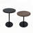 2-Piece Round Nesting Side Table Set with Concentric Circle Pattern – Walnut Brown & Black