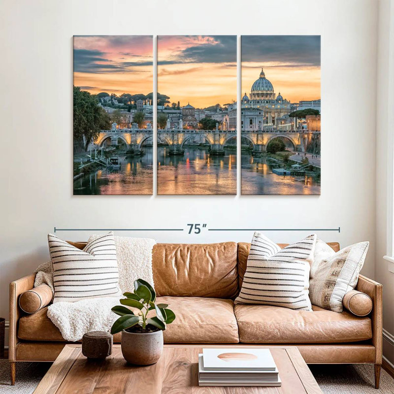 Rorry Beautiful Sunset In The City Of Rome, 42" H x 65" W