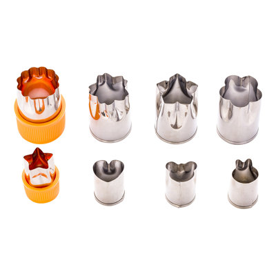 Ensemble d'emporte-pièces de style restaurant-pâtisserie Tek, 1 emporte-pièce assorti de 8 pièces - avec poignée confort amovible, résistant à la corrosion, ensemble de quatre petits couteaux en métal, va au lave-vaisselle, pour les desserts et les gâteries