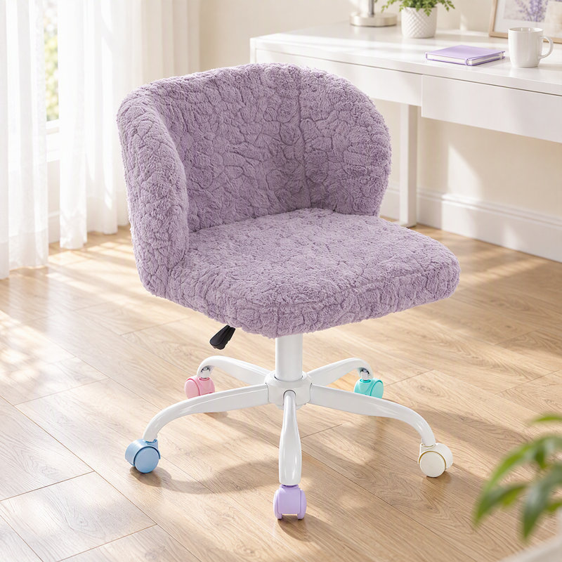 Chaise de bureau à domicile avec tissu en laine d'alpaga haut de gamme, Mauve