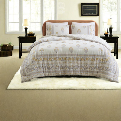 De literie à pièces, édredon double en mélange de coton, chambre à coucher à motif floral rétro