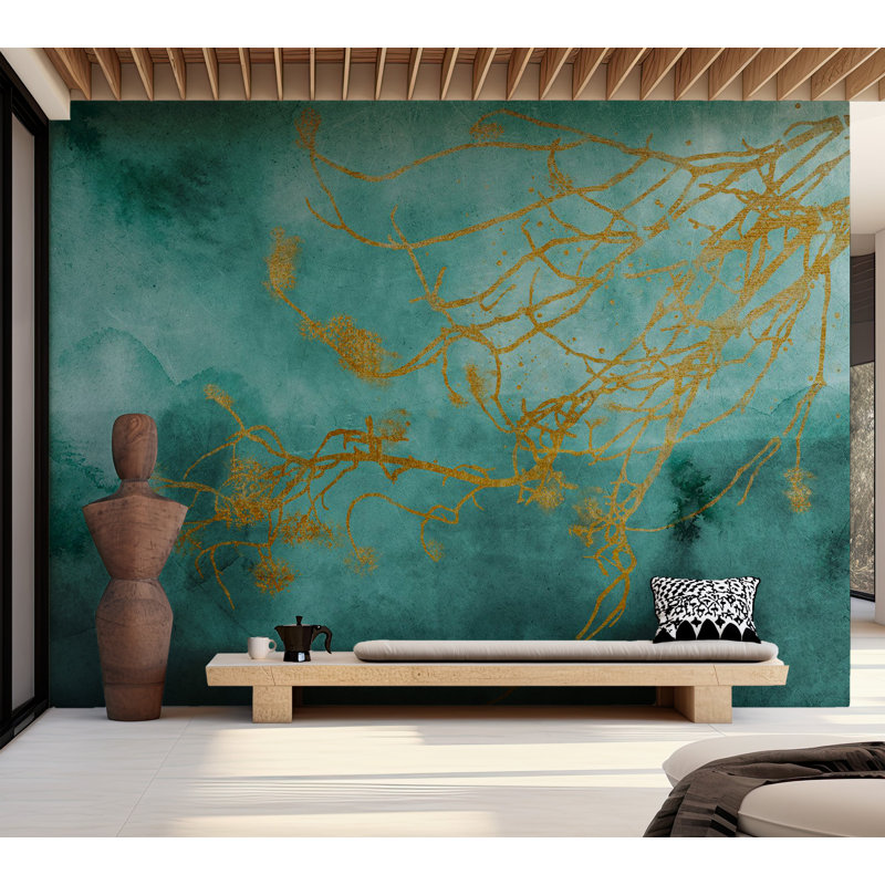 Murale abstraite pelez et collez - brise douce, L 154 po x l 109,92 po