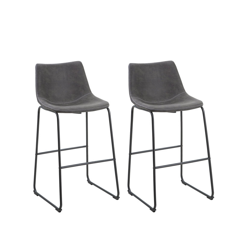 Mateyka Upholstered Counter Stool with Metal Frame, Grey
