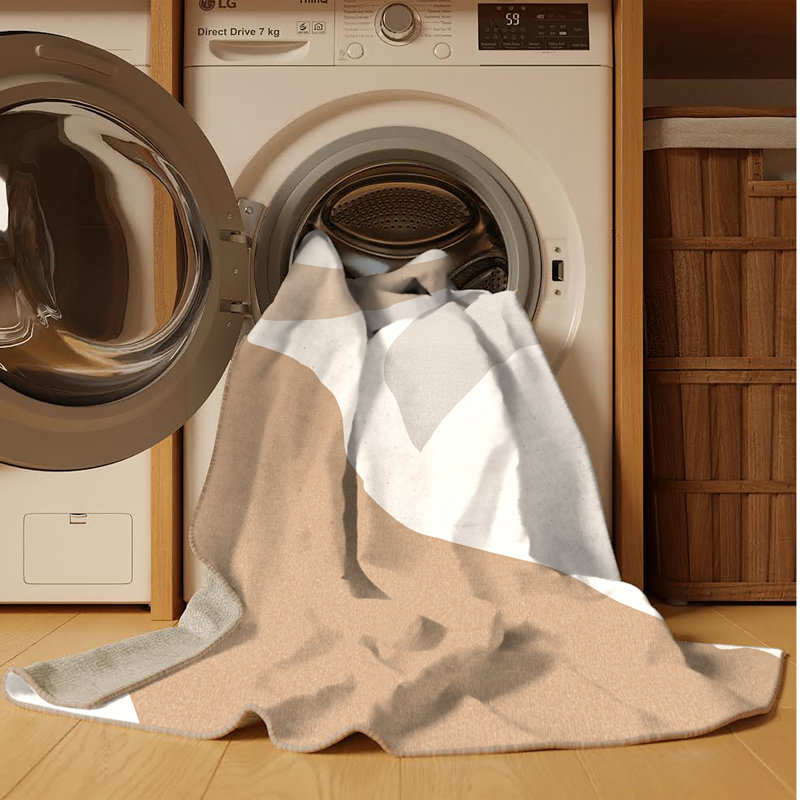Tapis beige lavable à la machine - minimaliste Arverne, 7 x 10