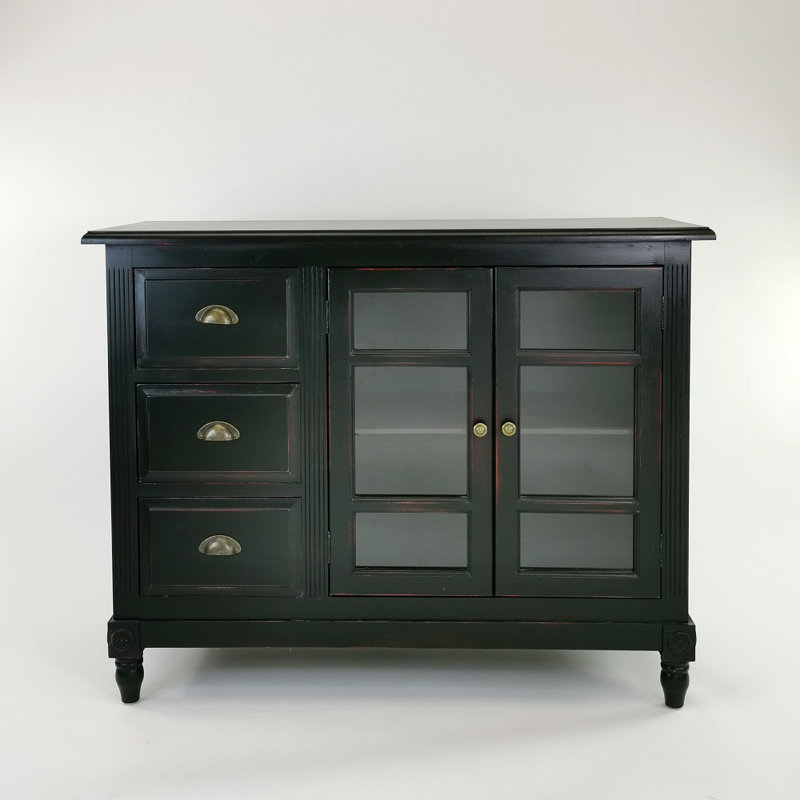 Haleyville 46'' Solid Wood Sideboard, Antique Black