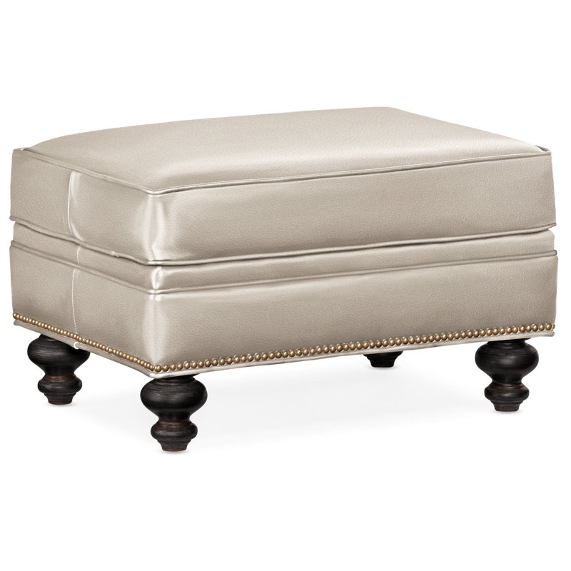 Repose-pieds rectangulaire en cuir véritable 26 "West, Cuir véritable Outsider Raven, Plantation, Naturel
