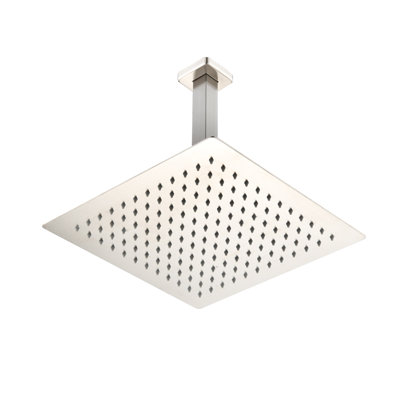 Ceiling Mounted Shower In Brushed Nickel With 10" Head And Handheld - Natural Rainfall, Self-cleaning Nozzle, Meets American Standard Pipe Installation Specifications, Wall Containing Mimics