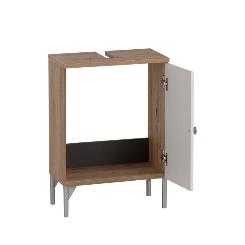 Louvene Floor Mounted Bathroom Cabinet, Artisan oak/Matt white