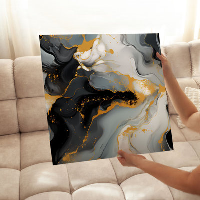 «Abstract Gold Brush Strokes III», reproduction d'art moderne sans cadre