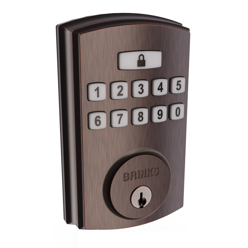Brinks Electronic Keypad Deadbolt Lock, Tuscan Bronze