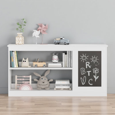 3-In-1 Kids Bookshelf And Toy Storage Cabinet With Chalkboard