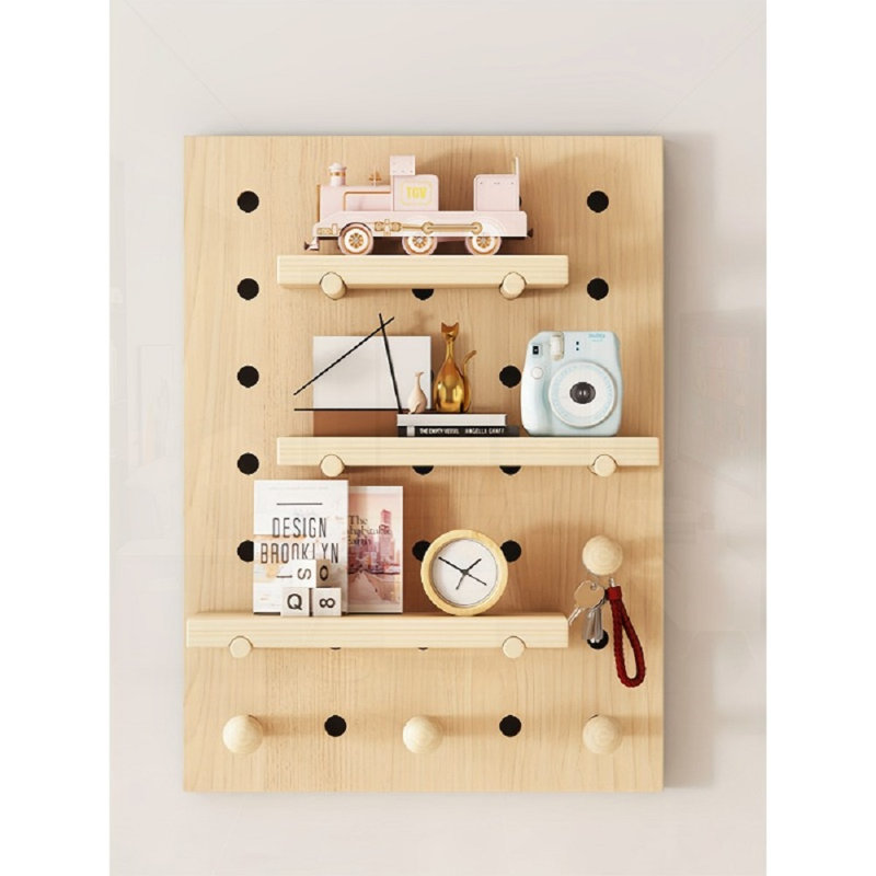 Organisateur mural en bois massif Nordic, panneau de rangement décoratif de 15,8 po x 23,6 po pour le bureau à domicile, la cuisine et le salon