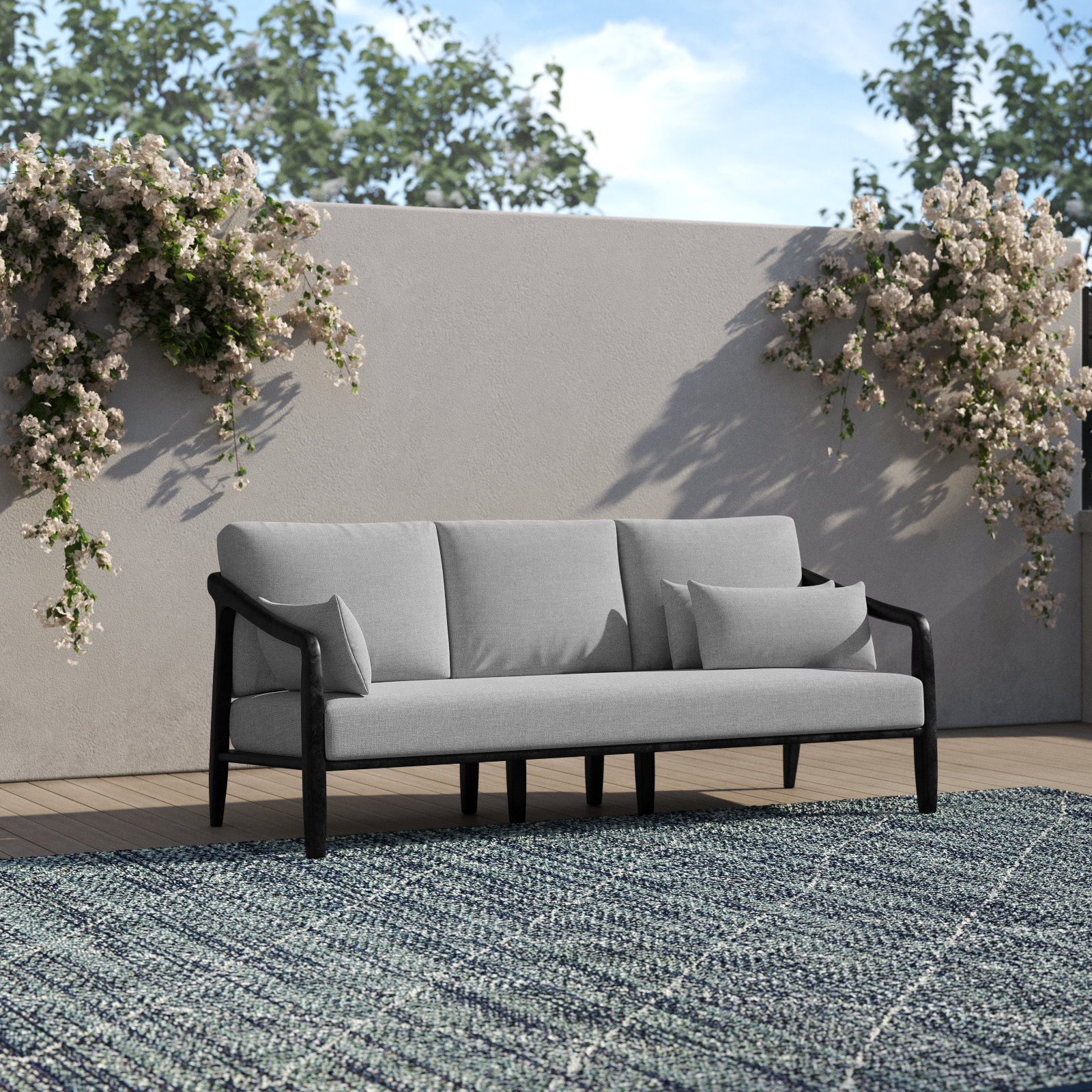 Aria 77 Wide Patio Sofa, Black