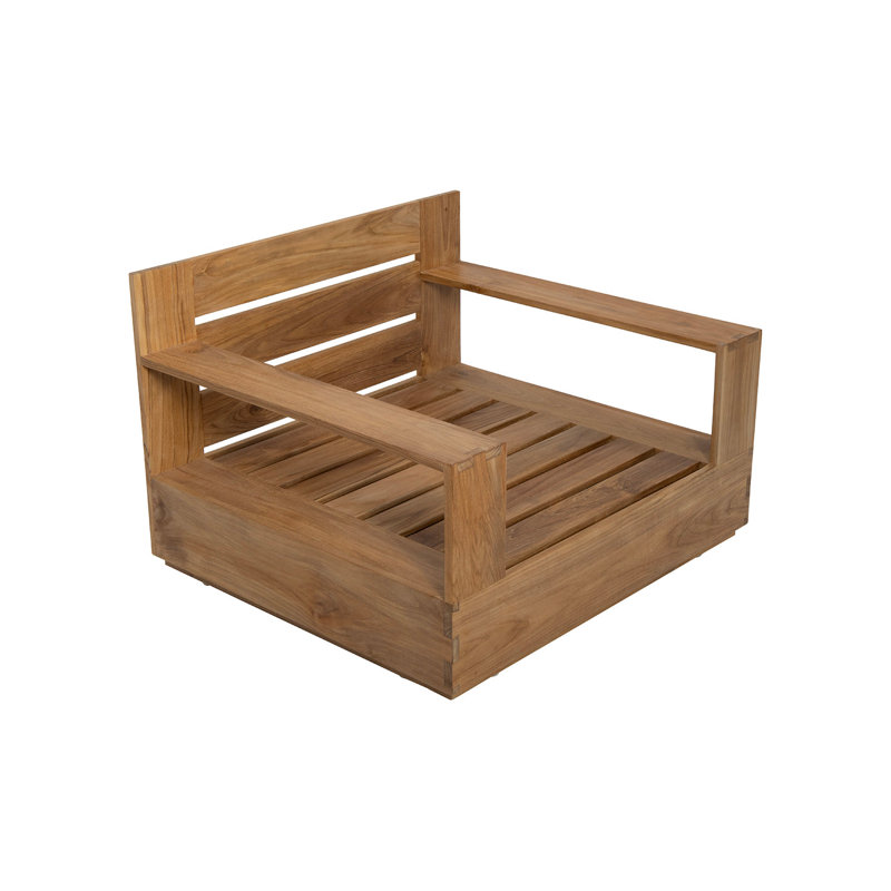 Pacific Outdoor Teak Club Chair with Sunbrella Cushions, Granite