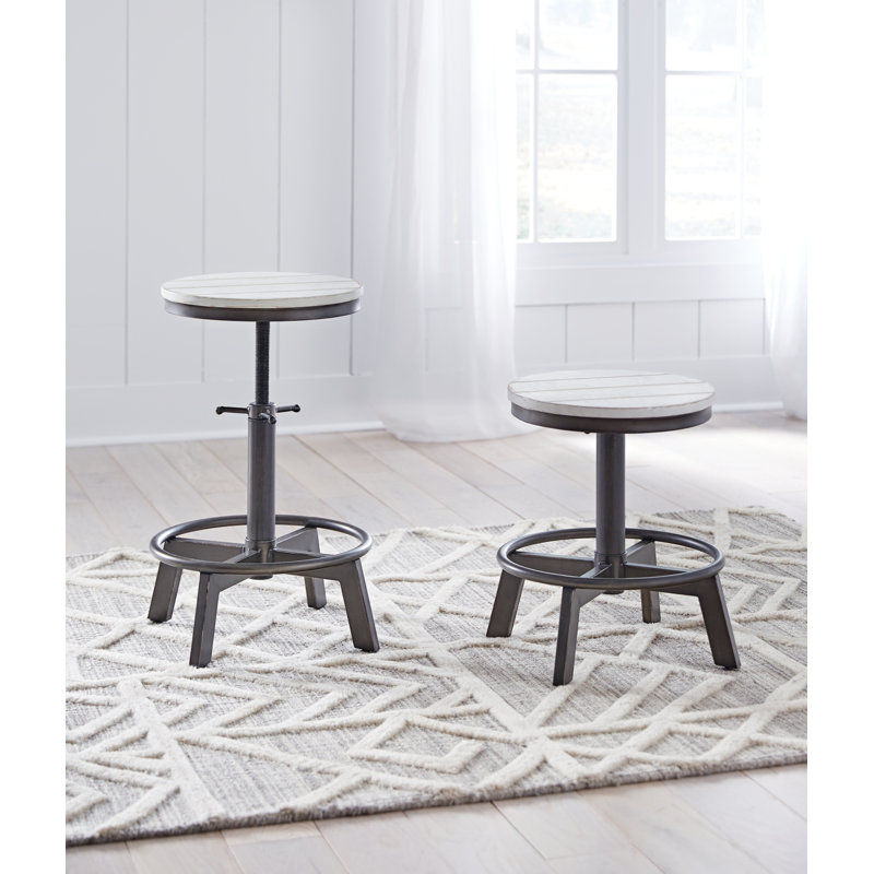 Kaloni Swivel Adjustable Height Counter Stool with Metal Frame, Black, White