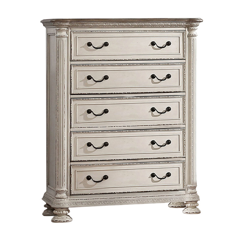 Jadaya 40'' W 5 - Drawer Dresser, Ivory