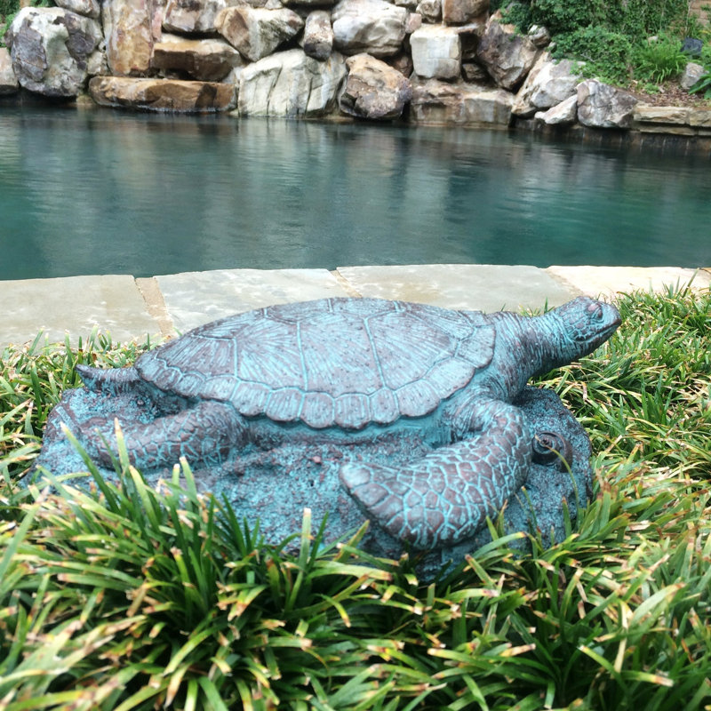 Bronze Patina Sea Turtle Coastal Stepping Stone for Indoor/Outdoor Use
