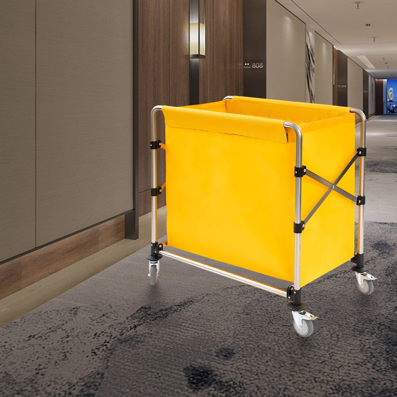 34.25X19.7X36.22” Foldable Laundry Cart, 36.22" H x 34.25" W x 19.7" D, Yellow