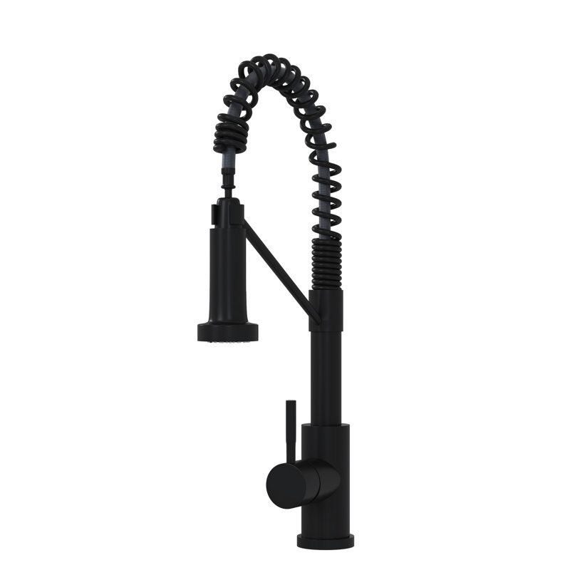 Élégant robinet de cuisine noir mat à poignée simple 19 po - Fabriqué avec une poignée en acier inoxydable 304 moderne, pour un attrait de salle de bain à la maison