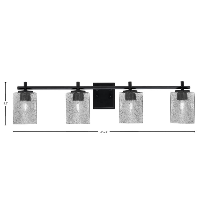 Barre d'éclairage de salle de bain 4 lumières Franklin, Noir mat