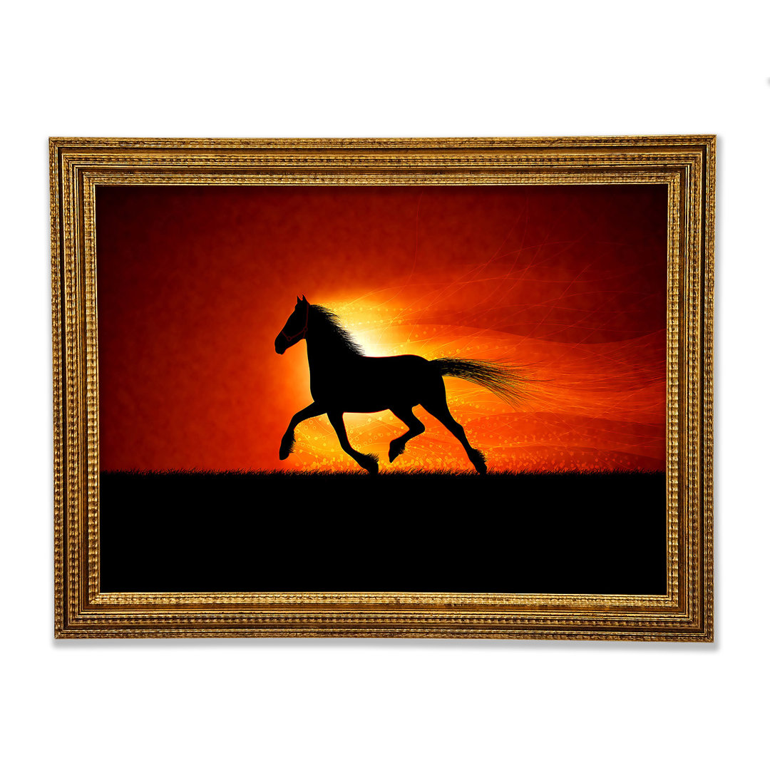 Running Horse Sunset Blaze - Einzelner Bilderrahmen Kunstdrucke