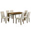 7-Piece Dining Set, 59" Rectangular Wood Table with 6 Upholstered Chairs, Modern Kitchen Dining Set for Dining Room & Living Room-535670366