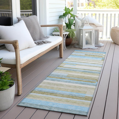 Malchow Washable Striped Indoor / Outdoor Rug
