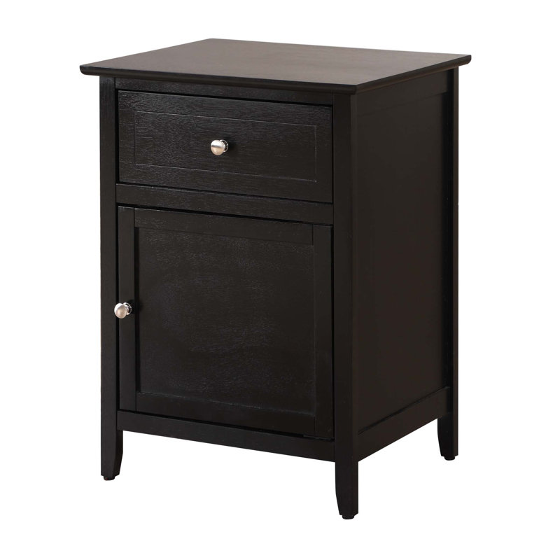 Table de chevet moderne, table de chevet avec 1 tiroir et 1 porte, Espresso