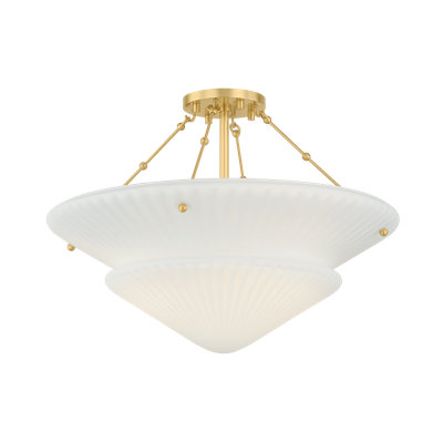 Loburn Semi Flush in Aged Brass