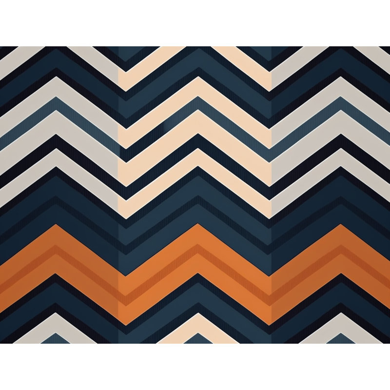 Chevron Comforter, Queen Comforter, Navy/Orange