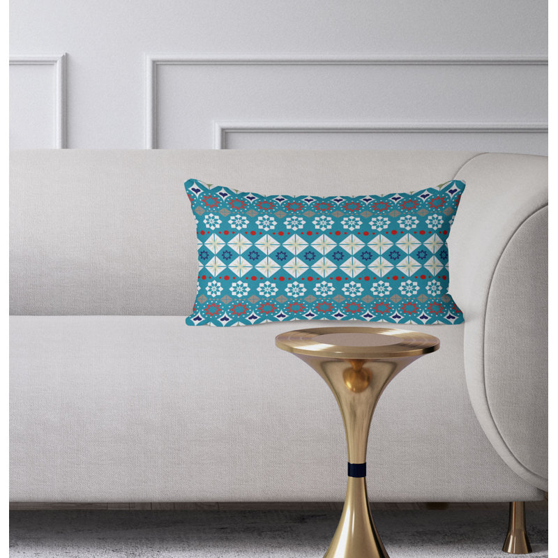 Shape Synergy  Rectangular Throw Pillow, Blue/Red