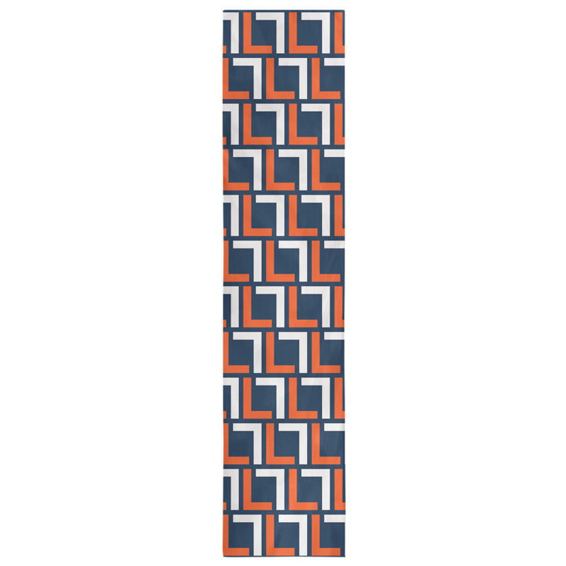 Chemin de table Carolina, 72 po x 16 po, Coton, Orange / blanc / bleu