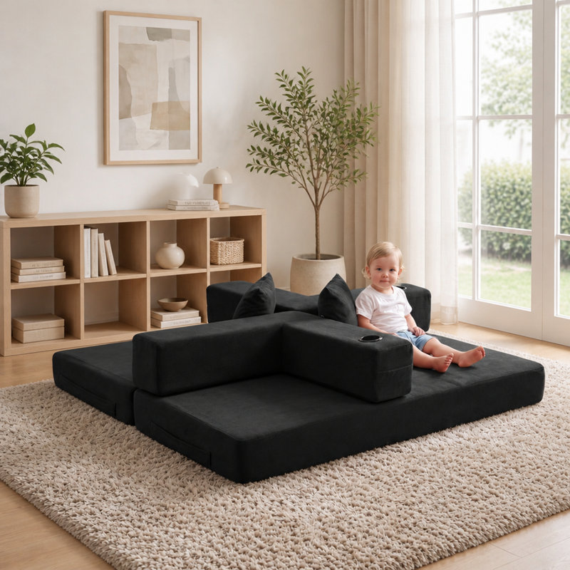 72.83 " Corduroy Loveseat, Black Corduroy, Black