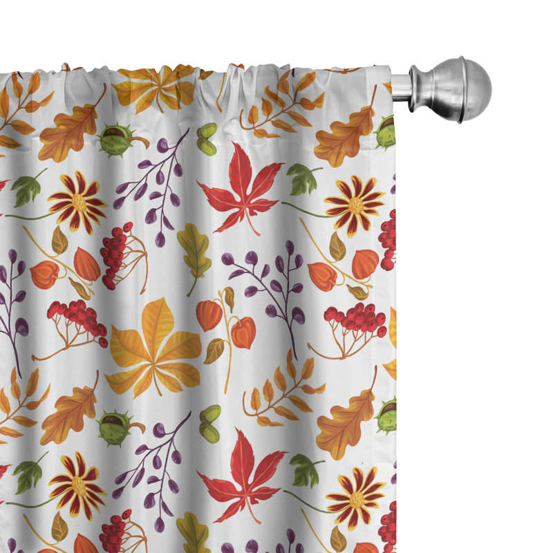 Fall Floral Semi-Sheer Rod Pocket Curtain Panels, 28" x 84"