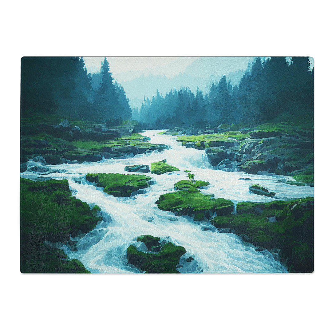 Captivating Forest Stream  Glass Chopping Board
