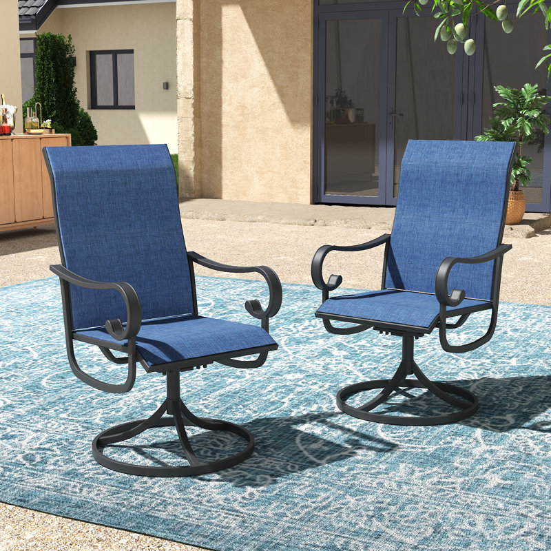 Chaises de patio pivotantes en textilène, Bleu