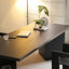 Bureau rectangulaire en bois massif noir-785306395