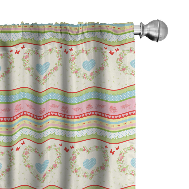 Shabby Flora Polka Dot Semi-Sheer Rod Pocket Sliding Panels, 28" x 63"