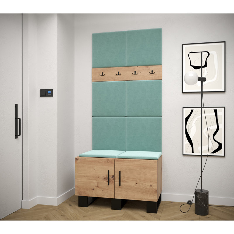 12 Pair Shoe Storage Cabinet, Brown/Mint