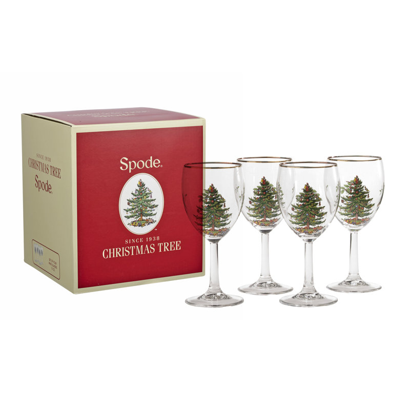Spode Christmas Tree Wine Glasses 13 Oz