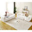 Canapé moderne sans os avec deux coussins décoratifs circulaires, tissu en polyester à poils longs texturé litchi doux pour la peau, canapé en mousse à carreaux