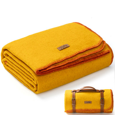 Molithe 100% Wool Blanket, 86" x 62", Warm, Thick, Washable, Military Wool Blanket, Great for Camping, Outdoors, Sporting Events, Survival Kits