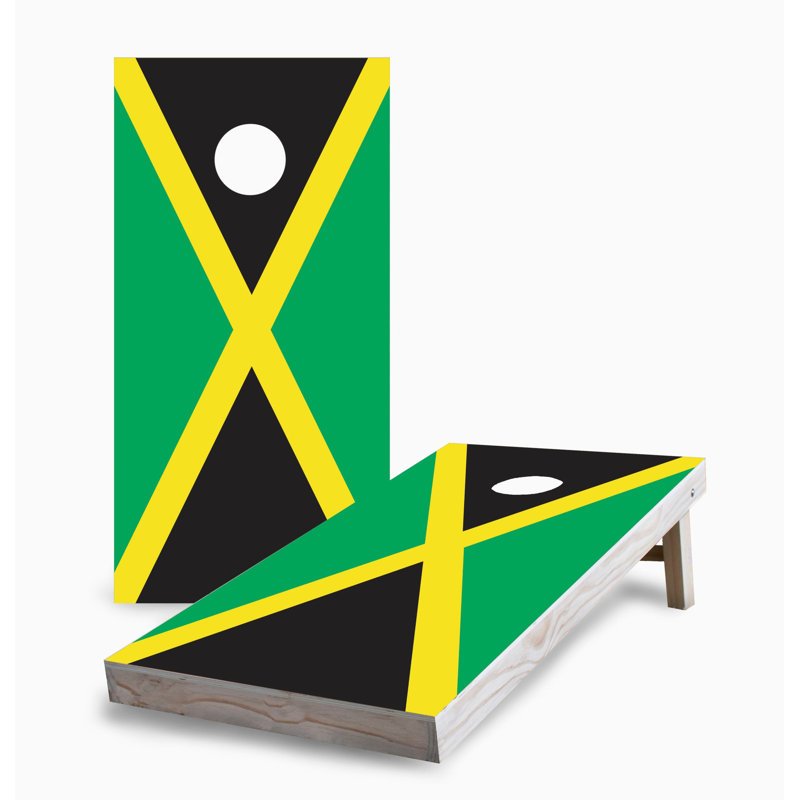 Jamaican Flag 2x4 Cornhole Board Set | Includes (2) Boards (8) Bags & Optional Accessories, Add Carrying Case