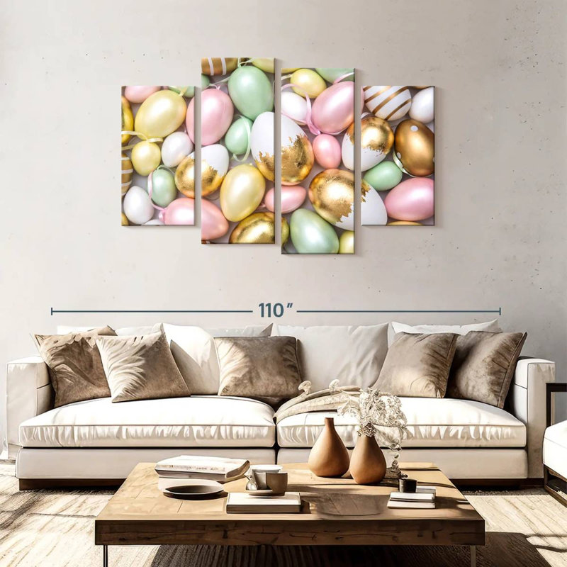 Œufs de Pâques peints métalliques Lelend, H 48 po x l 75 po